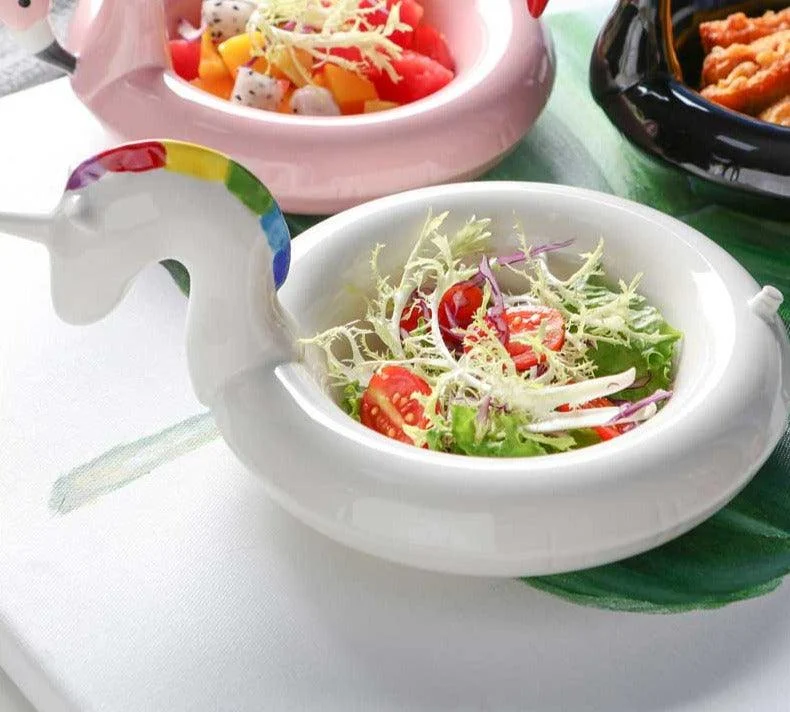 Aesthetic Ceramic Flamingo Swan Unicorn Bowl Dessert Plate -