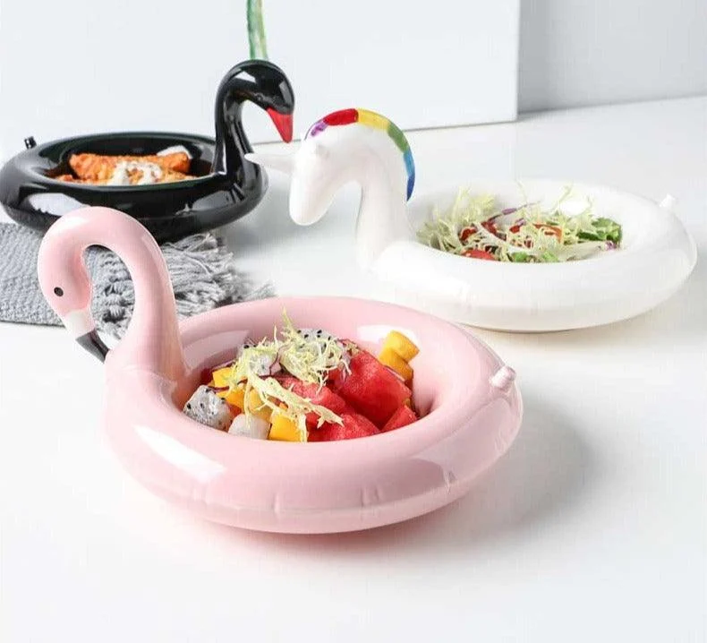 Aesthetic Ceramic Flamingo Swan Unicorn Bowl Dessert Plate -