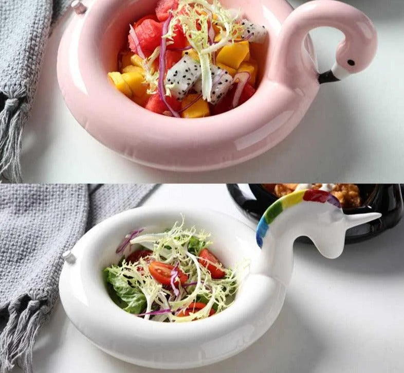 Aesthetic Ceramic Flamingo Swan Unicorn Bowl Dessert Plate -