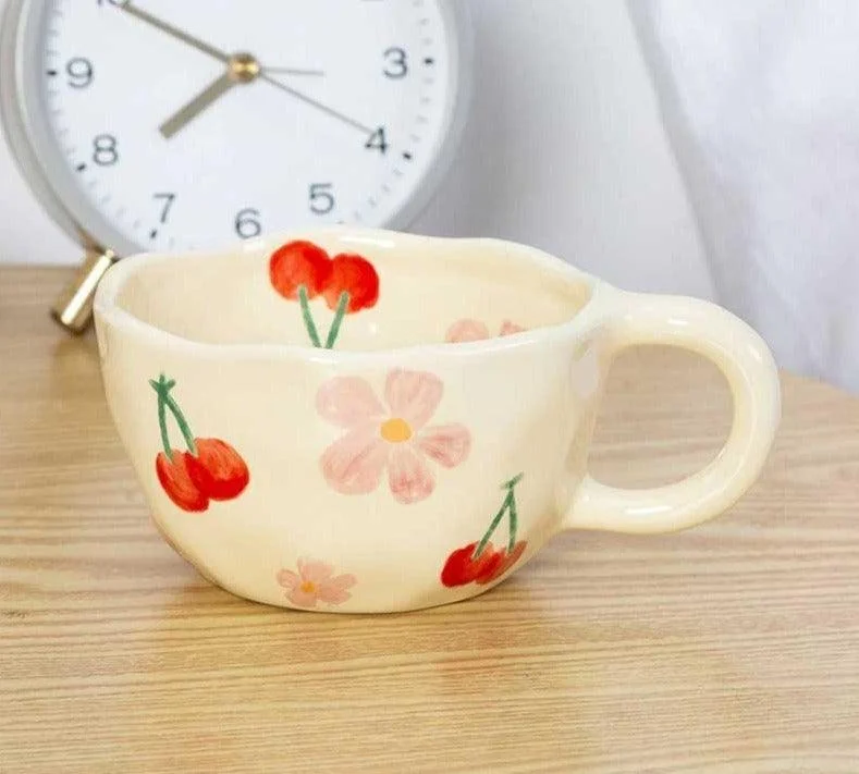 Aesthetic Ceramic Floral Cherry Blossom Mug -