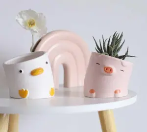 Aesthetic Ceramic Pig Duck Planter Pot