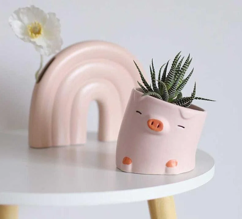 Aesthetic Ceramic Pig Duck Planter Pot -