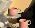 Aesthetic Ceramic Tulip Shaped Coffee Mug Saucer Set
