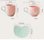 Aesthetic Ceramic Tulip Shaped Coffee Mug Saucer Set