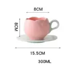 Aesthetic Ceramic Tulip Shaped Coffee Mug Saucer Set