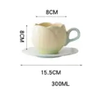 Aesthetic Ceramic Tulip Shaped Coffee Mug Saucer Set