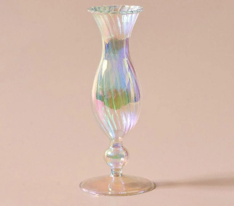 Aesthetic Colorful Red Glass Taper Candle Holders -