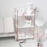 Aesthetic Desk Rose Gold Storage Rack tag1