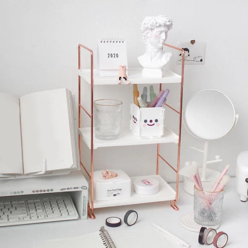 Aesthetic Desk Rose Gold Storage Rack -  - #tag1#