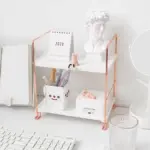 Aesthetic Desk Rose Gold Storage Rack tag1
