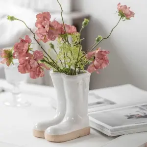 Aesthetic Farmhouse Ceramic Rain Boot Vase - 