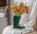 Aesthetic Farmhouse Ceramic Rain Boot Vase