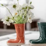 Aesthetic Farmhouse Ceramic Rain Boot Vase