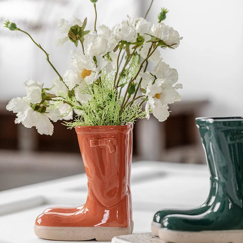 Aesthetic Farmhouse Ceramic Rain Boot Vase -