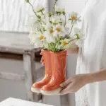 Aesthetic Farmhouse Ceramic Rain Boot Vase