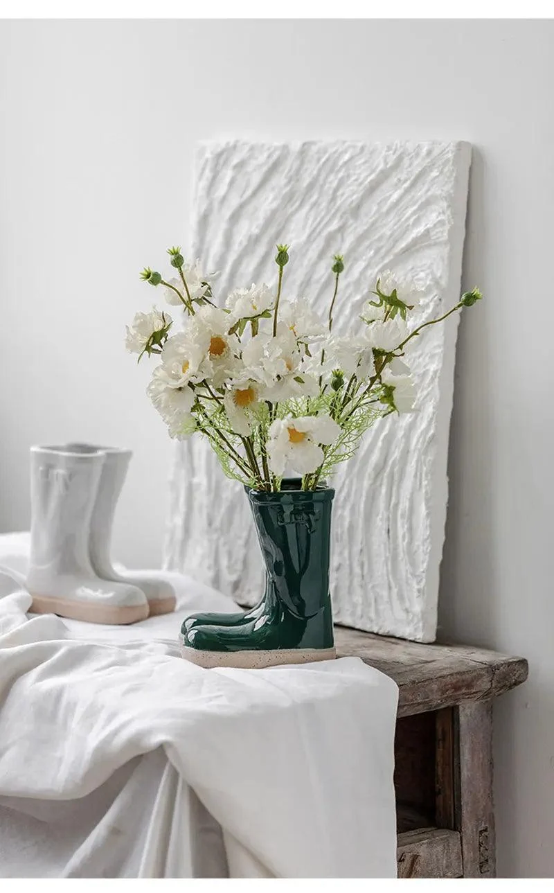 Aesthetic Farmhouse Ceramic Rain Boot Vase -