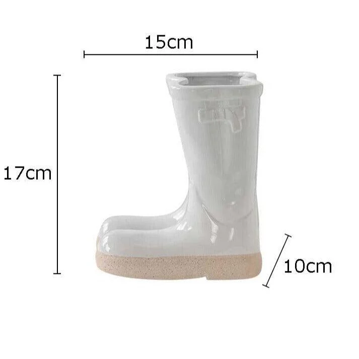 Aesthetic Farmhouse Ceramic Rain Boot Vase -