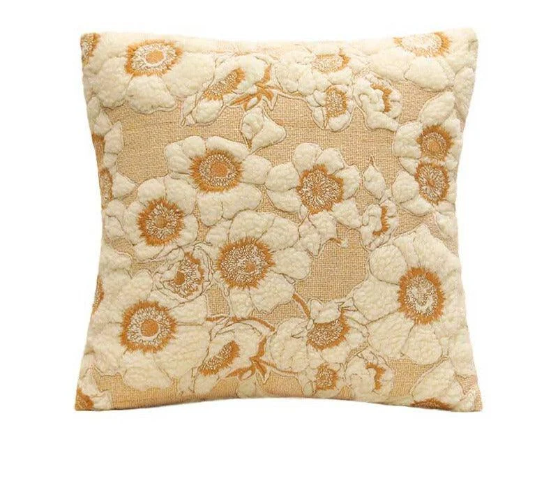 Aesthetic Floral Sunflower Embroidered Pillow Cover -