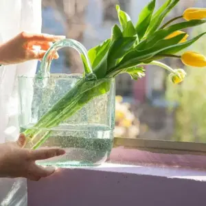 Aesthetic Flower Glass Basket Vase/ Fish Tank - 