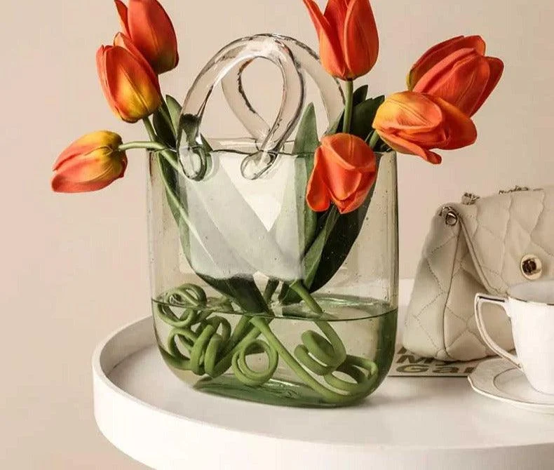 Aesthetic Flower Glass Basket Vase/ Fish Tank -