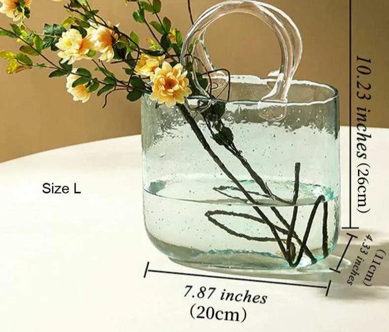 Aesthetic Flower Glass Basket Vase/ Fish Tank -