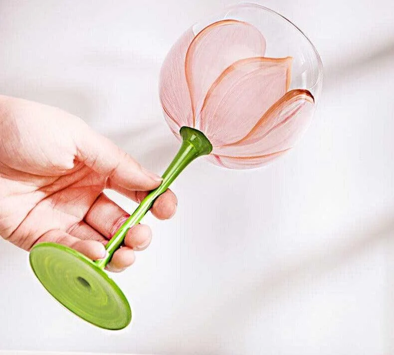 Aesthetic Flower Tulip Wine Glass -