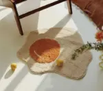 Aesthetic Funny Fluffy Fried Egg Rug