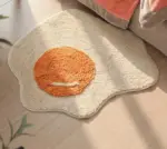 Aesthetic Funny Fluffy Fried Egg Rug