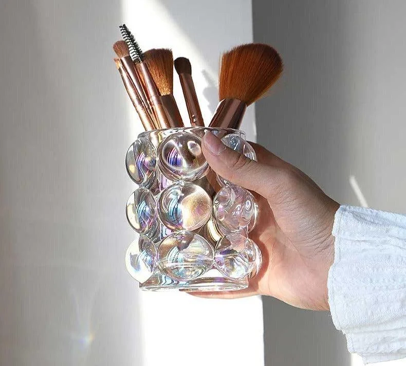 Aesthetic Glass Bubble Makeup Brush Holder Cup -