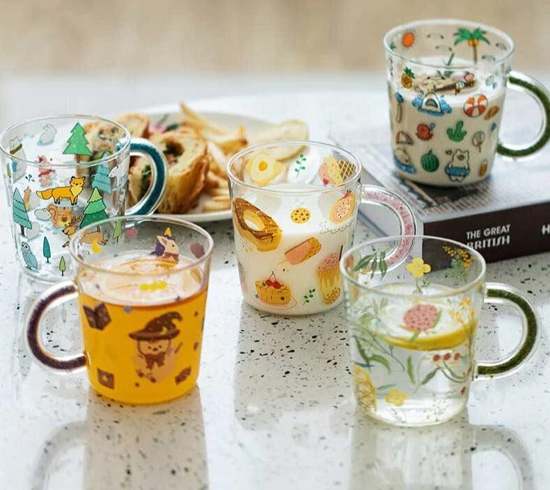 Aesthetic Glass Flower Cottagecore Mugs -