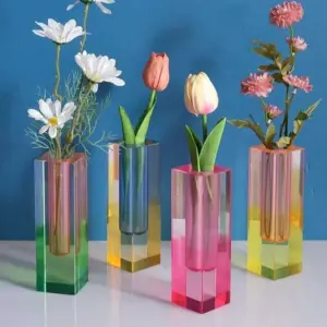 Aesthetic Iridescent Acrylic Rainbow Vase - 