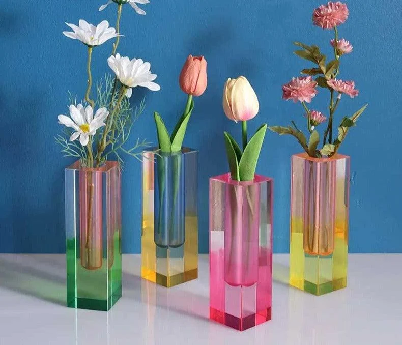 Aesthetic Iridescent Acrylic Rainbow Vase -