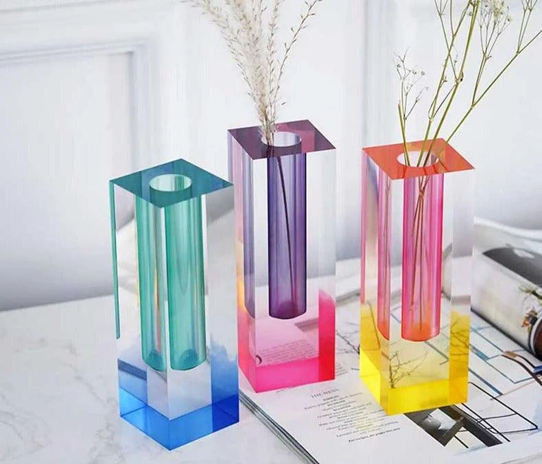 Aesthetic Iridescent Acrylic Rainbow Vase -