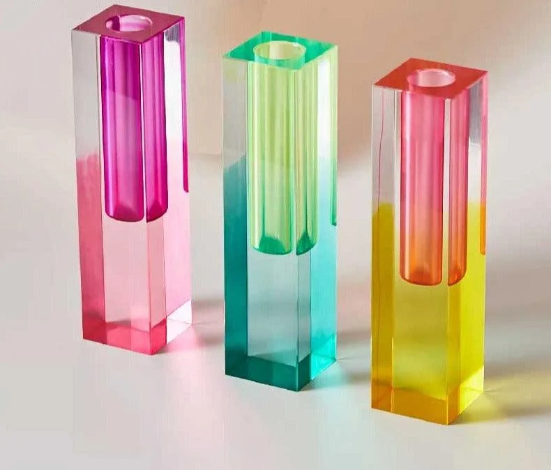 Aesthetic Iridescent Acrylic Rainbow Vase -