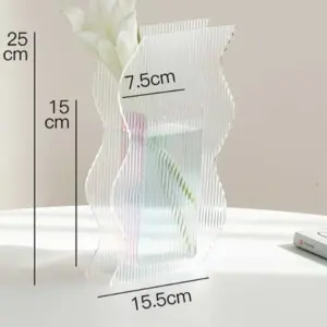 Aesthetic Iridescent Clear Acrylic Vase - 