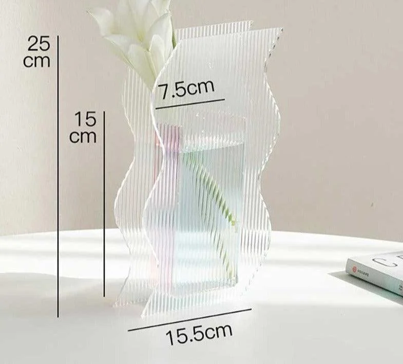 Aesthetic Iridescent Clear Acrylic Vase -