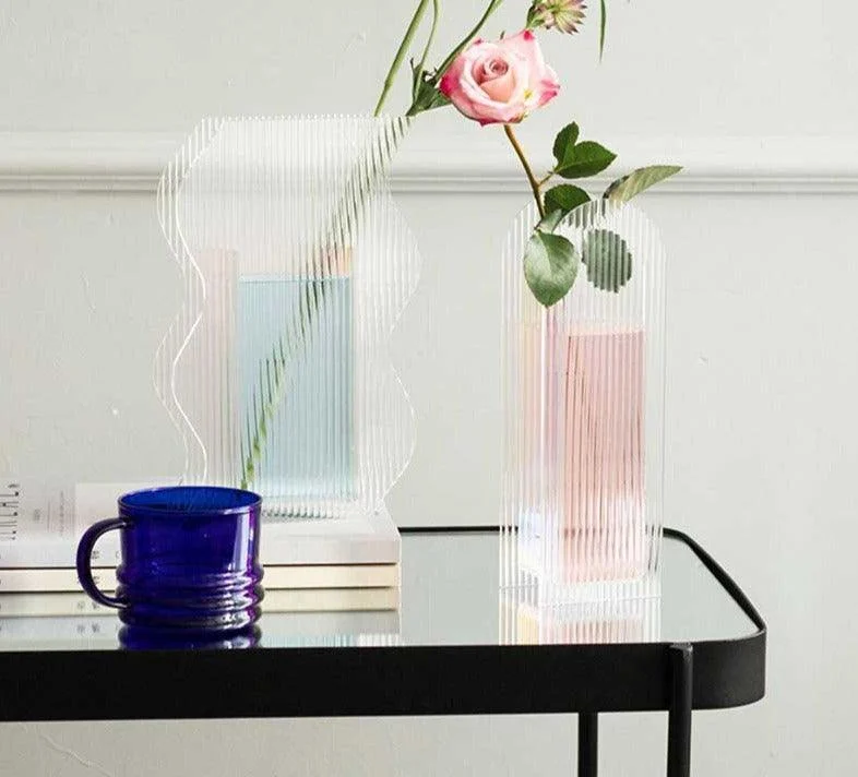 Aesthetic Iridescent Clear Acrylic Vase -