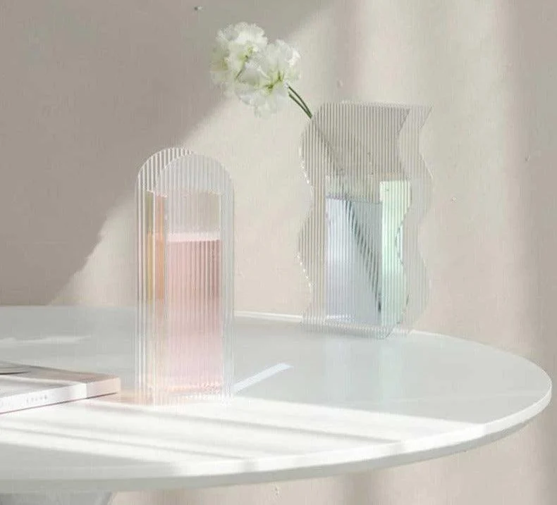 Aesthetic Iridescent Clear Acrylic Vase -