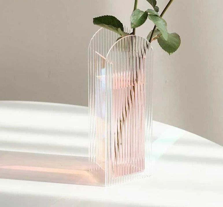 Aesthetic Iridescent Clear Acrylic Vase -