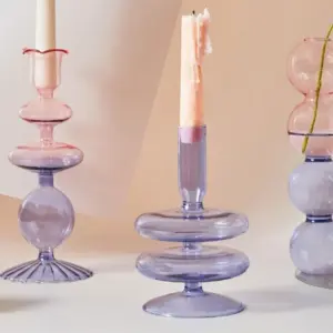 Aesthetic Lilac Wavy Candle Holders - 