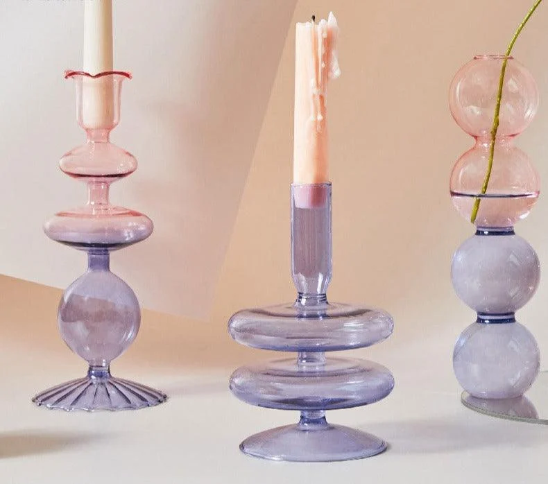 Aesthetic Lilac Wavy Candle Holders -