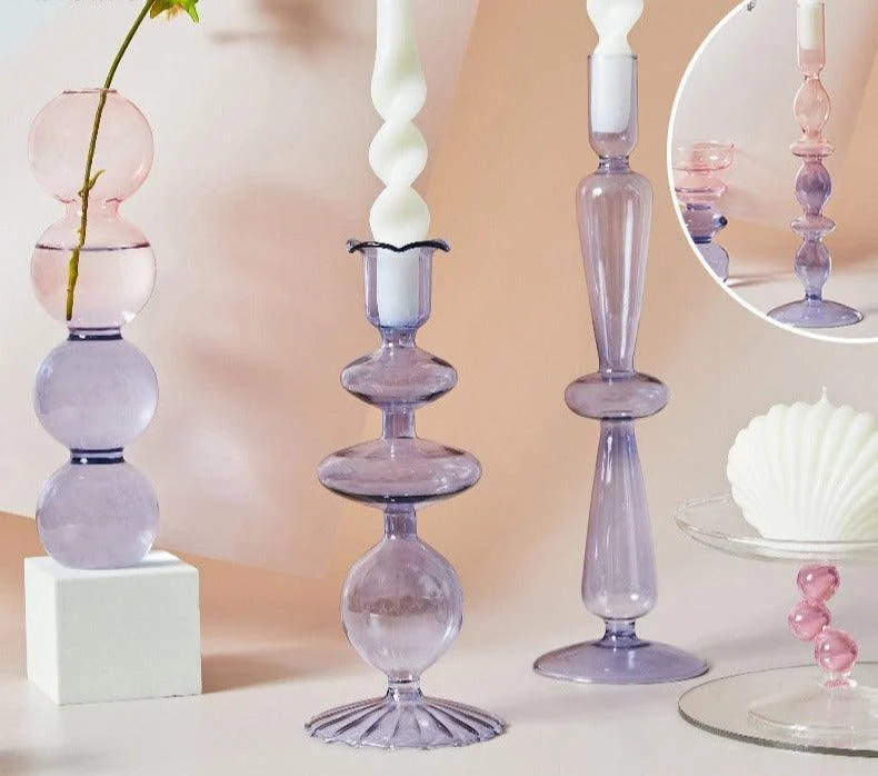 Aesthetic Lilac Wavy Candle Holders -