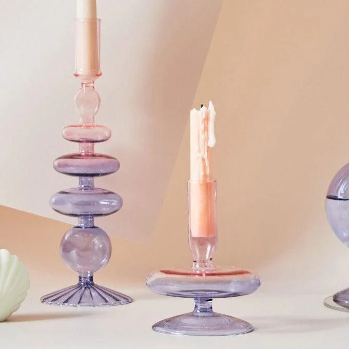 Aesthetic Lilac Wavy Candle Holders -