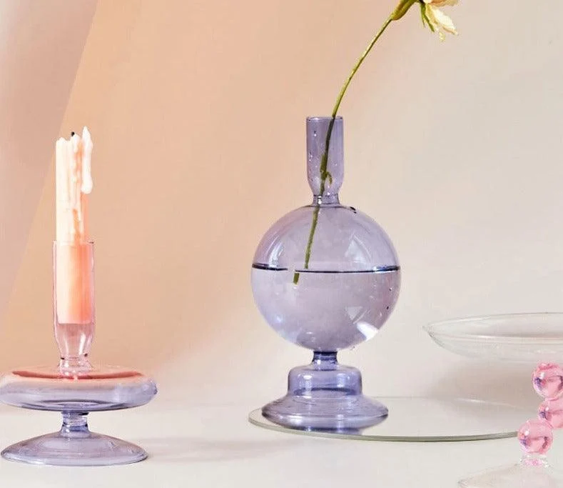 Aesthetic Lilac Wavy Candle Holders -