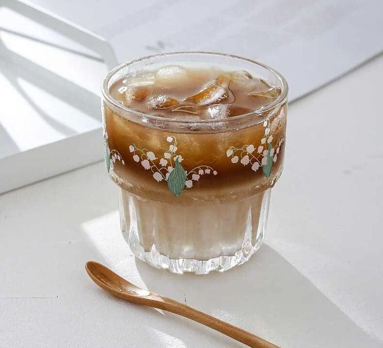Aesthetic Lily Of The Valley Daisy Floral Glass Cups -