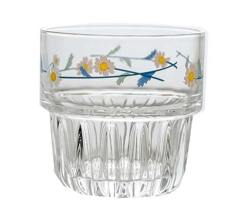 Aesthetic Lily Of The Valley Daisy Floral Glass Cups -