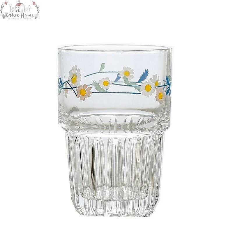 Aesthetic Lily Of The Valley Daisy Floral Glass Cups -