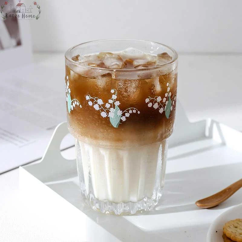 Aesthetic Lily Of The Valley Daisy Floral Glass Cups -
