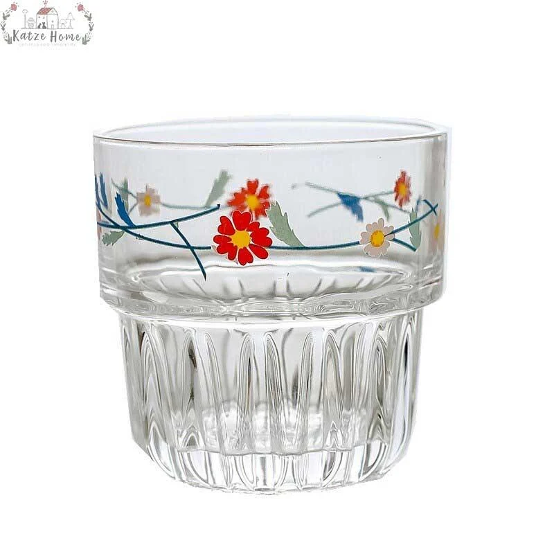 Aesthetic Lily Of The Valley Daisy Floral Glass Cups -