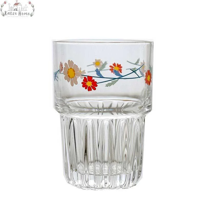 Aesthetic Lily Of The Valley Daisy Floral Glass Cups -